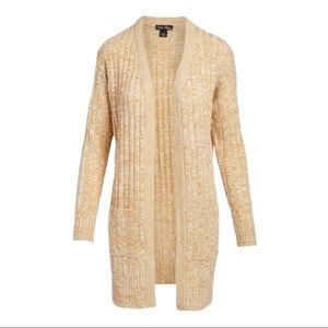Evelyn Taylor Burlywood Twist Ribbed Open Front Duster Cardigan Sweater NWT